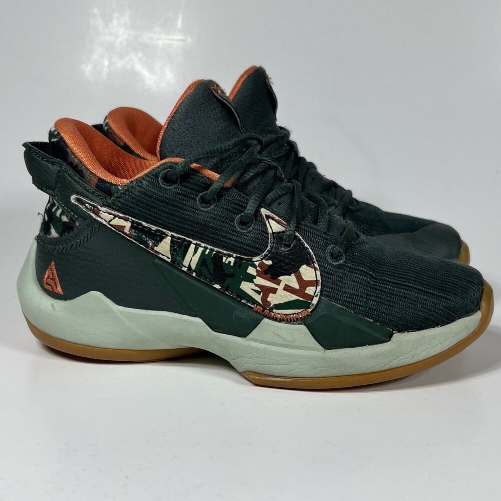 Nike-Freak 2 PS Shoes-Vintage Green/Orange Gum-DD0011-300-Ashniko NBA-Size 13C